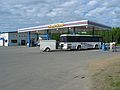 June 14, 2004 - Willow, Alaska.<br />Our tour bus and Carol Buquo and Joyce.