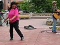 June 16, 2004 - Fairbanks, Alaska.<br />A native Alaskan dancing to the music.
