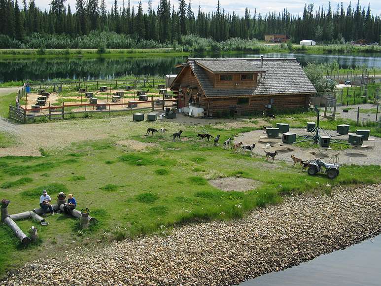 June 17, 2004 - Fairbanks, Alaska.<br />River boat trip on the Chena and Tanana Rivers.<br />Dog mushing demo at Susan Butcher's place along the Chena River. The log house is for the dogs.