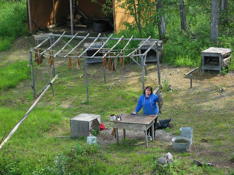 June 17, 2004 - Fairbanks, Alaska.<br />River boat trip on the Chena and Tanana Rivers.<br />A fishing camp on the banks of the Tanana River.