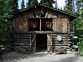June 17, 2004 - Fairbanks, Alaska.<br />River boat trip on the Chena and Tanana Rivers.<br />In a replica of an Athabascan village along the Tanana River - salmon air drying.