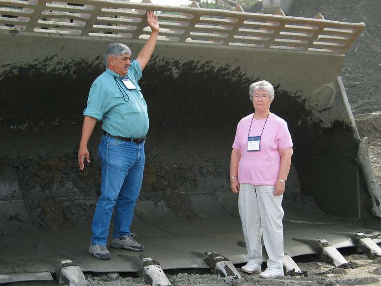 May 18, 2004 - Outside of Fairbanks, Alaska.<br />May family placer gold mining facility.<br />Joe Villarreal and Fae Herbert in front of a front loader.