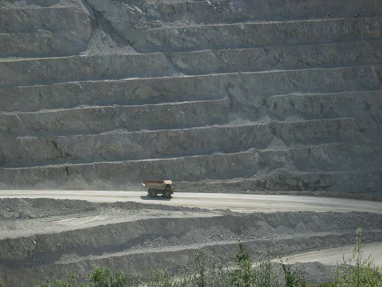June 18, 2004 - Fort Knox Gold Mine near Fairbanks, Alaska.<br />Each terrace is 25 feet wide and 50 feet deep.<br />This is an ore mine.