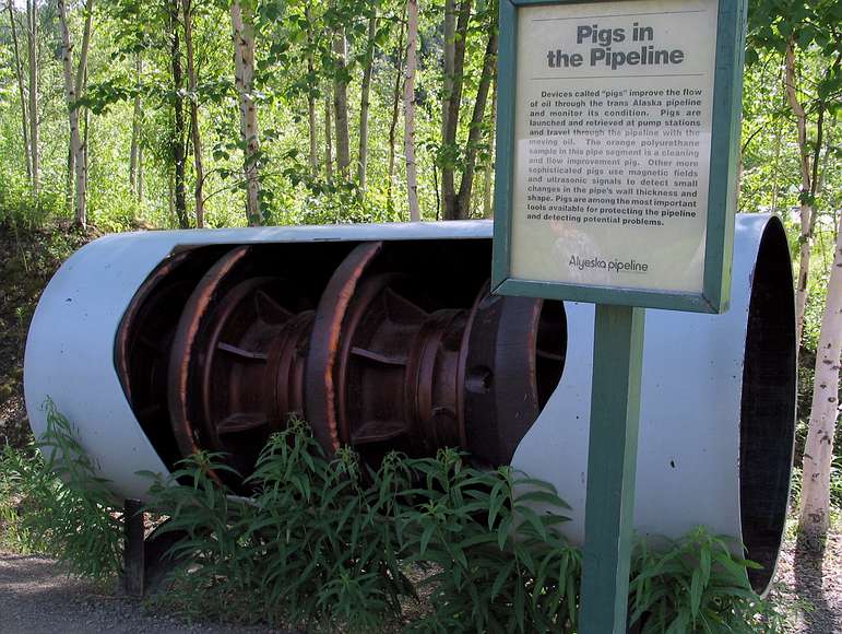 June 18, 2004 - Near Fairbanks, Alaska.<br />The oil pipeline.<br />A "pig" inserted into the pipeline, along with the oil, to clean and monitor the pipe.