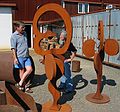 June 19, 2004 - Fairbanks, Alaska.<br />Mark Fejes taking with Joyce at his studio.