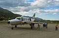 June 20, 2004 - Coldfoot, Alaska (55 miles north of the Arctic Circle).<br />Joyce admiring the plane we flew here.