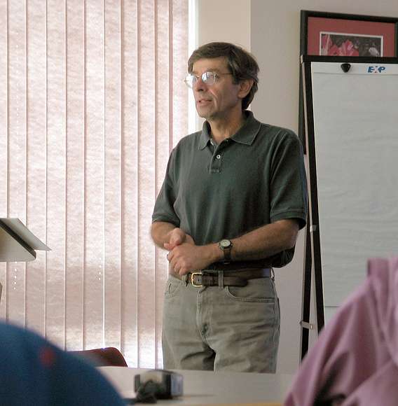 June 21, 2004 - University of Alaska, Fairbanks, Alaska.<br />Geophysical Institute.<br />Lenny Kamerling talking on films about Native Alaskans.