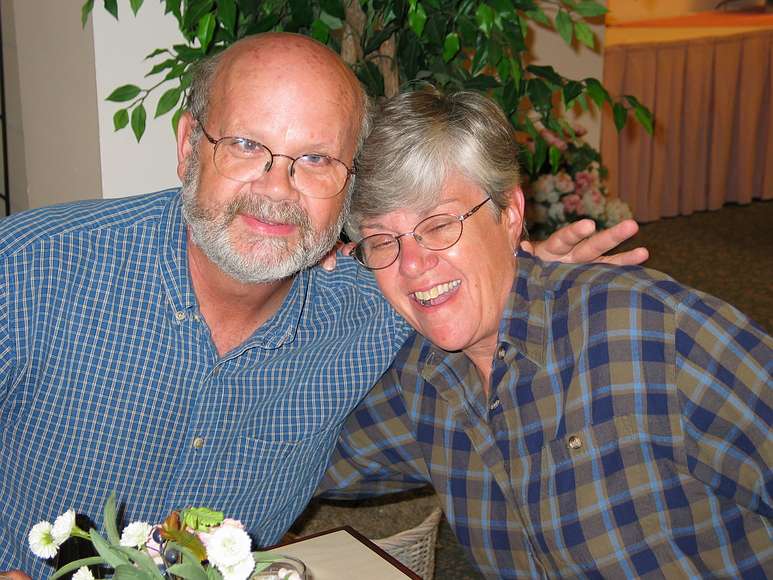 June 21, 2004 - Fairbanks, Alaska.<br />Farewell dinner, or the last supper, as Bill referred to it, at the Bridgewater Hotel.<br />Jim and Carol Buquo.