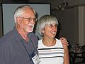 June 21, 2004 - Fairbanks, Alaska.<br />Farewell dinner, or the last supper, as Bill referred to it, at the Bridgewater Hotel.<br />Bill Holman and Michelle Bartlett, our trip leaders.