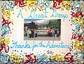 June 21, 2004 - Fairbanks, Alaska.<br />Farewell dinner, or the last supper, as Bill referred to it, at the Bridgewater Hotel.<br />The farewell cake with Bill's photo of the whole group at Denali National Park on it.