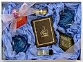 July 17, 2004 - At Memere Marie's in Lawrence, Massachusetts.<br />Holly's and Marissa's birthday celebration.<br />Holly's perfume and soap package as present for Marissa.