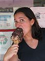 August 3, 2004 - Amesbury, Massachusetts.<br />Melody with a Hodgie's quarter kiddy ice cream cone.