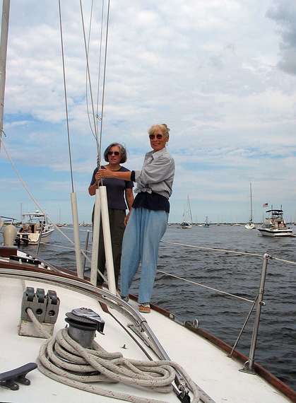 August 7, 2004 - Newburyport, Massachusetts.<br />An evening on the Halloran's sailboat.<br />Joyce and Nancy Halloran.