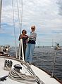 August 7, 2004 - Newburyport, Massachusetts.<br />An evening on the Halloran's sailboat.<br />Joyce and Nancy Halloran.