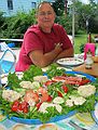 August 9, 2004 - Lawrence, Massachusetts.<br />Dominic and one of his masterpieces, a lobster salad.