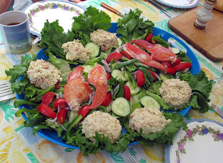 August 9, 2004 - Lawrence, Massachusetts.<br />Dominic's lobster salad.