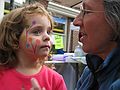 Oct. 11, 2004 - Newburyport, Massachusetts.<br />Joyce admiring the balloons on Miranda's right cheek.