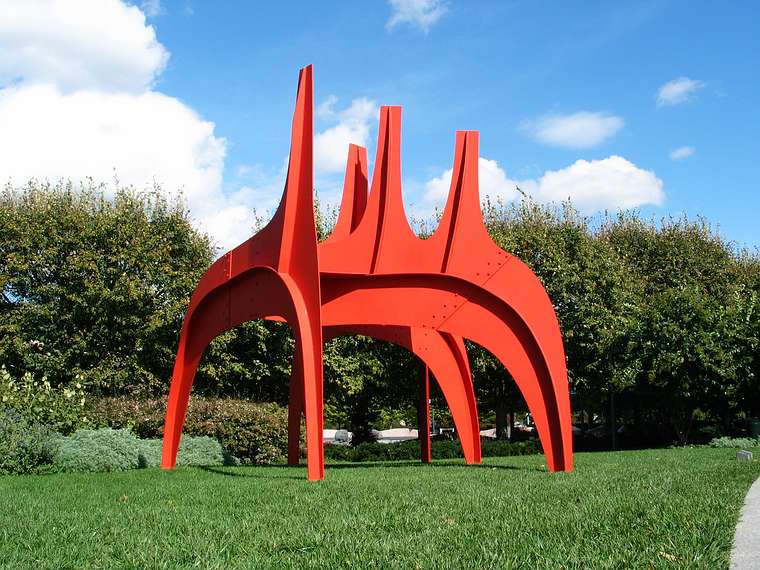 Oct. 16, 2004 - National Gallery of Art Sculpture Garden, Washington, DC.<br />Alexander Calder, American, 1898-1976<br />Cheval Rouge (Red Horse), 1974, painted sheet metal.