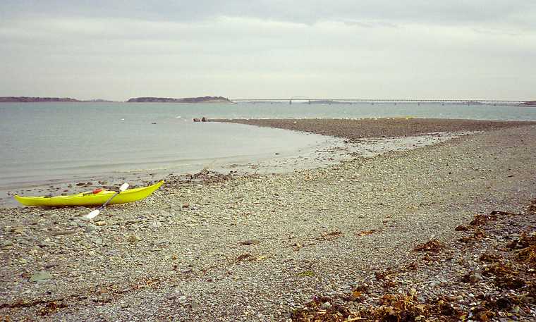 Nov. 11, 2004 - Boston Harbor, Massachusetts.<br />The bridge to Long Island on the horizon as seen from Thompsons Island.
