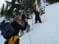 Jan 17, 2005 - Near Truckee, California.<br />Joyce, Melody, and Sati snowshoeing up Andesite Peak (8219').