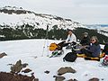 Jan 17, 2005 - Near Truckee, California.<br />Sati, Melody, and Joyce atop Adesite Peak with Castle Peak in back.