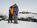 Jan 17, 2005 - Near Truckee, California.<br />Joyce and Melody atop Andesite Peak with Castle Peak in the distance.
