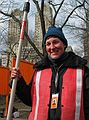 Feb. 12, 2005 - Central Park, New York City.<br />Christo and Jeanne-Claude's "The Gates" installation.<br />Eric's friend Laurie Carman, who has been working on the project since January.