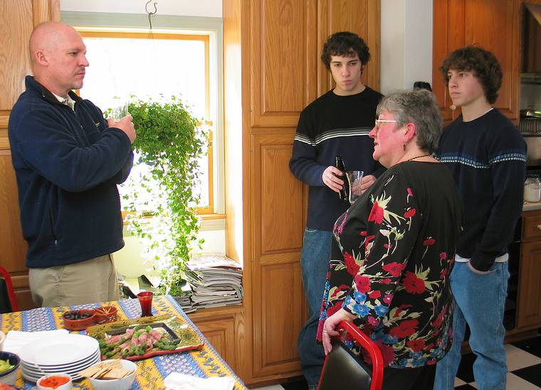 March 27, 2005 - Tewksbury, Massachusetts.<br />Easter Dinner at Paul and Norma's.<br />Tom, TJ, Norma, and Michael.