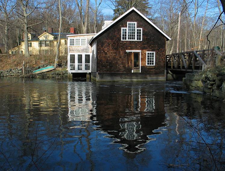 March 30, 2005 - Newburyport, Massachusetts.<br />Curzon's Mill on the Artichoke River as it empties into the Merrimack River.