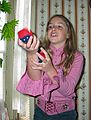 May 8, 1982 - Tewksbury, Massachusetts.<br />At Paul and Norma's for Mother's day.<br />Marissa practicing her juggling.