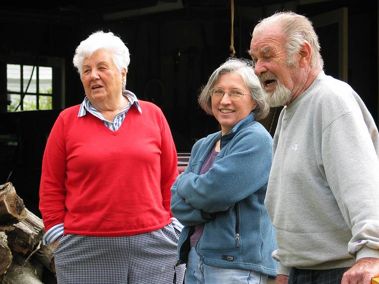 May 10, 2005 - Merrimac, Massachusetts.<br />Redoing of our driveway.<br />The peanut gallery: our neighbors Shirley and Linc and Joyce.