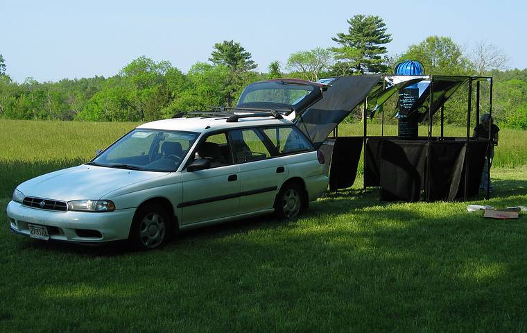 June 4, 2005 - Maudslay State Park, Newburyport, Massachusetts.<br />Outdoor Sculpture Show - installation day 1.<br />Joyce finishing her "Mama says..." installation.