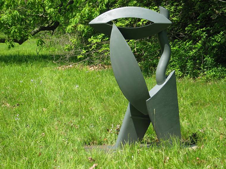 June 5, 2005 - Maudslay State Park, Newburyport, Massachusetts.<br />Outdoor Sculpture Show - installation day 2.<br />Gary Rathmell's steel sculpture (untitled).