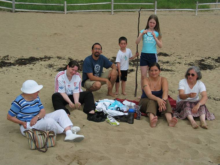 June 13, 2005 - Acadia National Park, Mount Desert Island, Maine.<br />The whole crew at Sandy Beach.<br />Marie, Inga, Eric, Guðjón, Dagbjört, Melody, and Joyce.