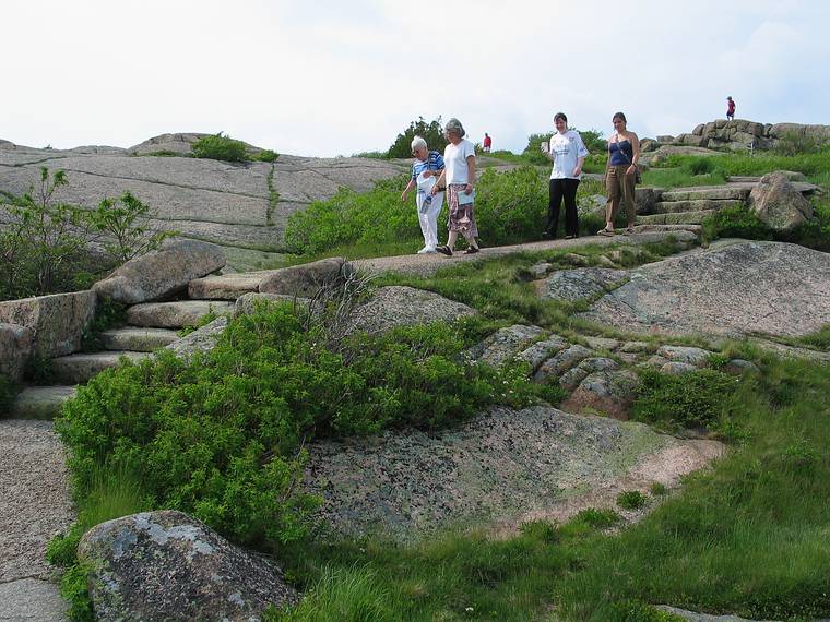 June 13, 2005 - Acadia National Park, Mount Desert Island, Maine.<br />Marie, Joyce, Inga, and Melody atop Cadillac Mountain (1530 feet).