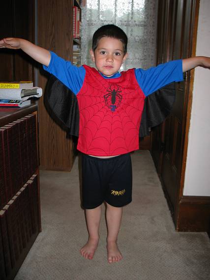 June 14, 2005 - Merrimac, Massachusetts.<br />Gujn in his new Spiderman outfit.