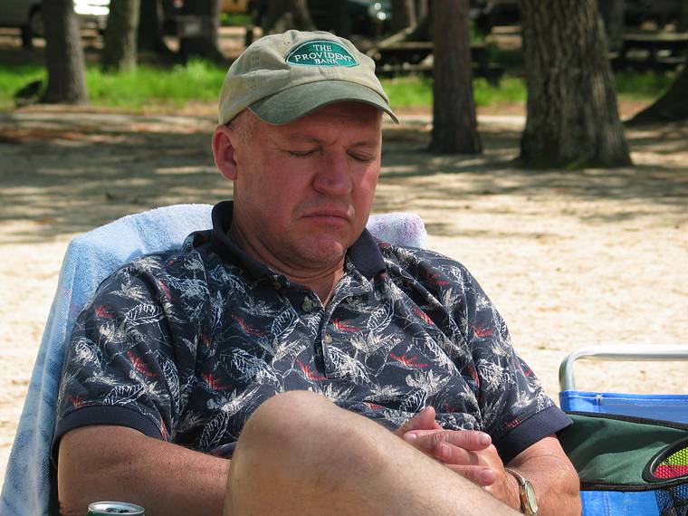 June 19, 2005 - White Lake State Park,Tamworth, New Hampshire.<br />Tom taking a siesta.