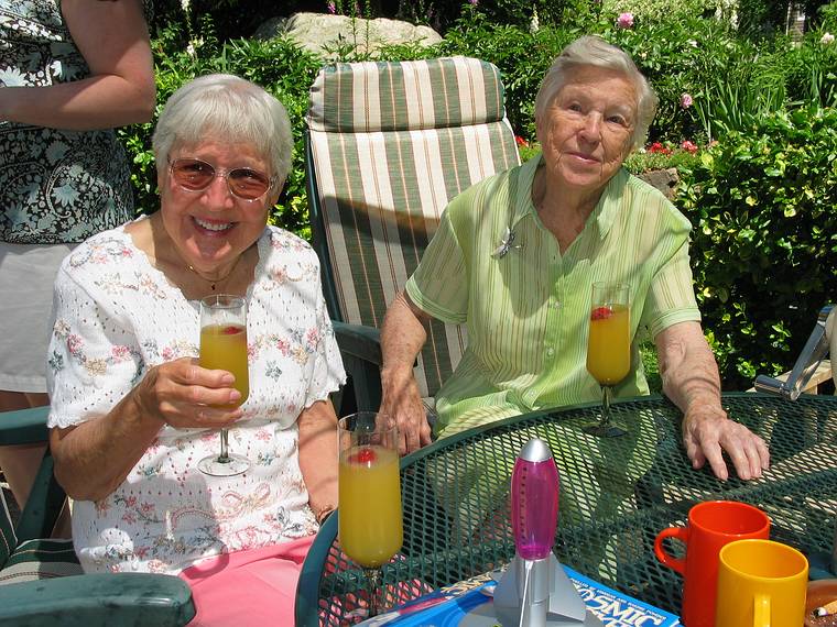 July 3, 2005 - Manchester by the Sea.<br />Mirdza's 90th birthday celebration.<br />Marie and Mirdza.