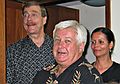 July 3, 2005 - Manchester by the Sea.<br />Mirdza's 90th birthday celebration.<br />John K.  in front and Erik's parents Juris and Nancy in back listening to Erik's recital.