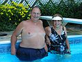 July 4, 2005 - Lawrence, Massachusetts.<br />Celebrating the 4th at Memere Marie's pool.<br />Dominic and Marian.