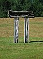 July 23, 2005 - Stone Quary Hill Sculpture Park, Cazenovia, New York.<br />Emilie Benes Brzezinski, "Charred Lintel", elm and oak, 13 1/2' x 10' x 3'.