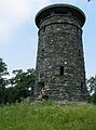 July 25, 2005 - Haystack Mountain State Park, Connecticut.<br />Joyce in the door of the 36 foot tower, built in 1929 atop the 1680 foot peak.