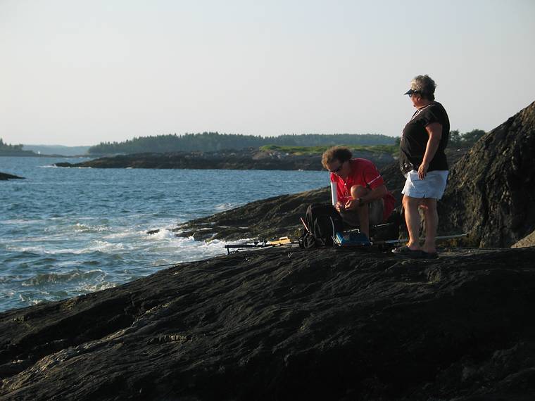 August 7, 2005 - Hermit Island, Small Point, Maine.<br />Paul and Norma at Joe's Head.
