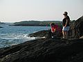 August 7, 2005 - Hermit Island, Small Point, Maine.<br />Paul and Norma at Joe's Head.