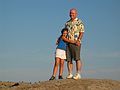 August 7, 2005 - Hermit Island, Small Point, Maine.<br />Arianna and her father Tom at Joe's Head.