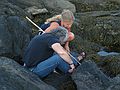August 7, 2005 - Hermit Island, Small Point, Maine.<br />Joyce and Marissa exploring the sea life at Joe's Head.