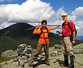 August 15, 2005 - Adirondack Mountains, New York.<br />Eriks and Juris on Skylight with Marcy in background.
