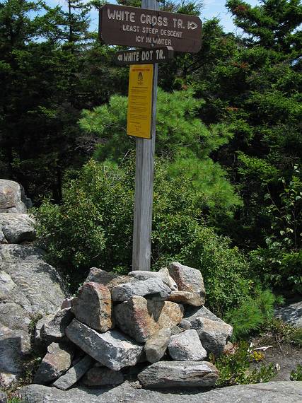 August 26, 2005 - Monadnock Mountain, New Hampshire.<br />A well marked trail intersection.