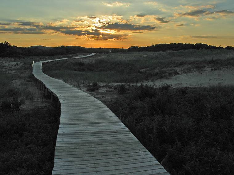 August 27, 2005 - Parker River National Wildlife Refuge, Plum Island, Massachusetts.<br />Boardwalk to parking lot #3.