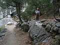 August 14, 2005 - Kings Canyon National Park, California.<br />Joyce on one of the many switchbacks of Bubbs Creek Trail.